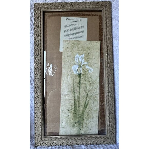 B.J. Zhang Signed Art Print White Iris 1 In a series Of 2 Print With Frame 2000